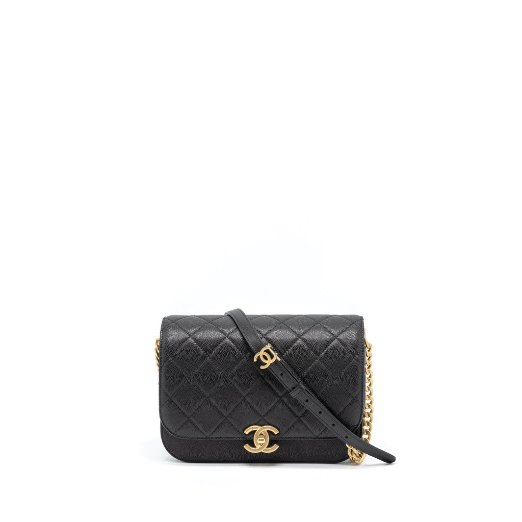 MESSENGER BAG CAVIAR BLACK BRUSHED GHW (MICROCHIP)